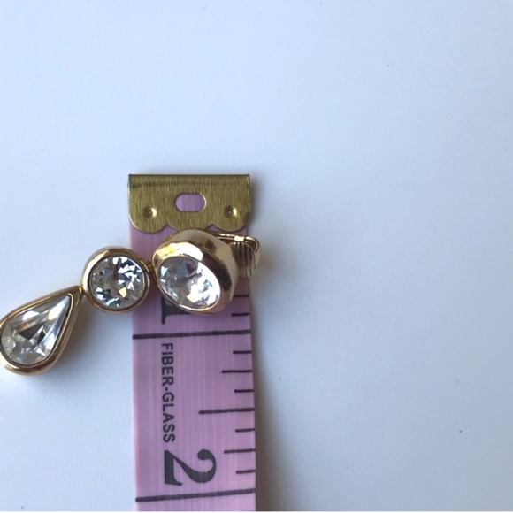 Vintage Christian Dior Water Tear Drop Gold Crystal Clip Earrings EUC - Picture 9 of 9